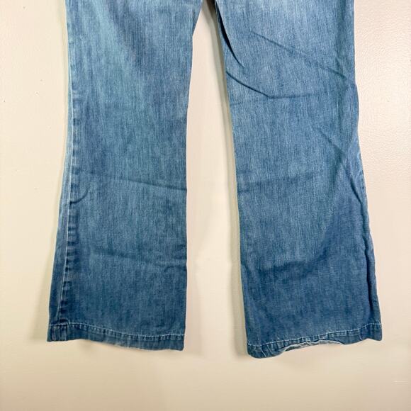 7 For All Mankind Dojo Flared Jeans Medium Wash Blue Low Rise Cotton Retro Sz 26 - Picture 7 of 12